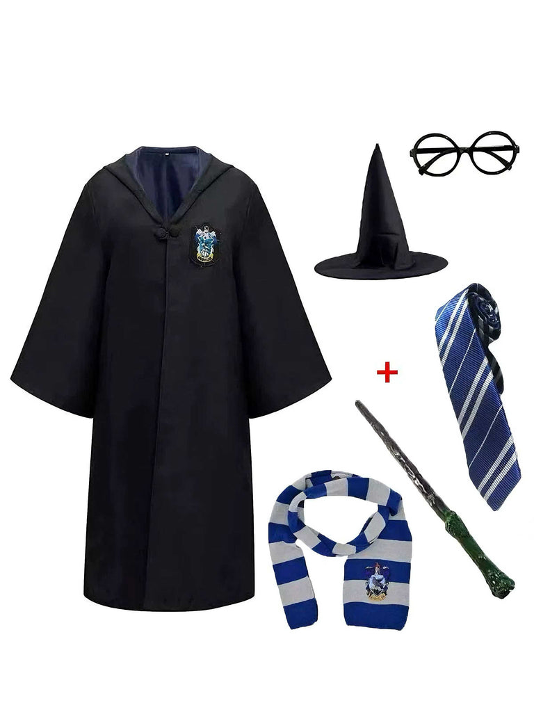1970s Halloween Wizard School Hooded Robe Costume Set