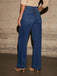 1960s High Waist Wide-Leg Patch Pocket Jeans