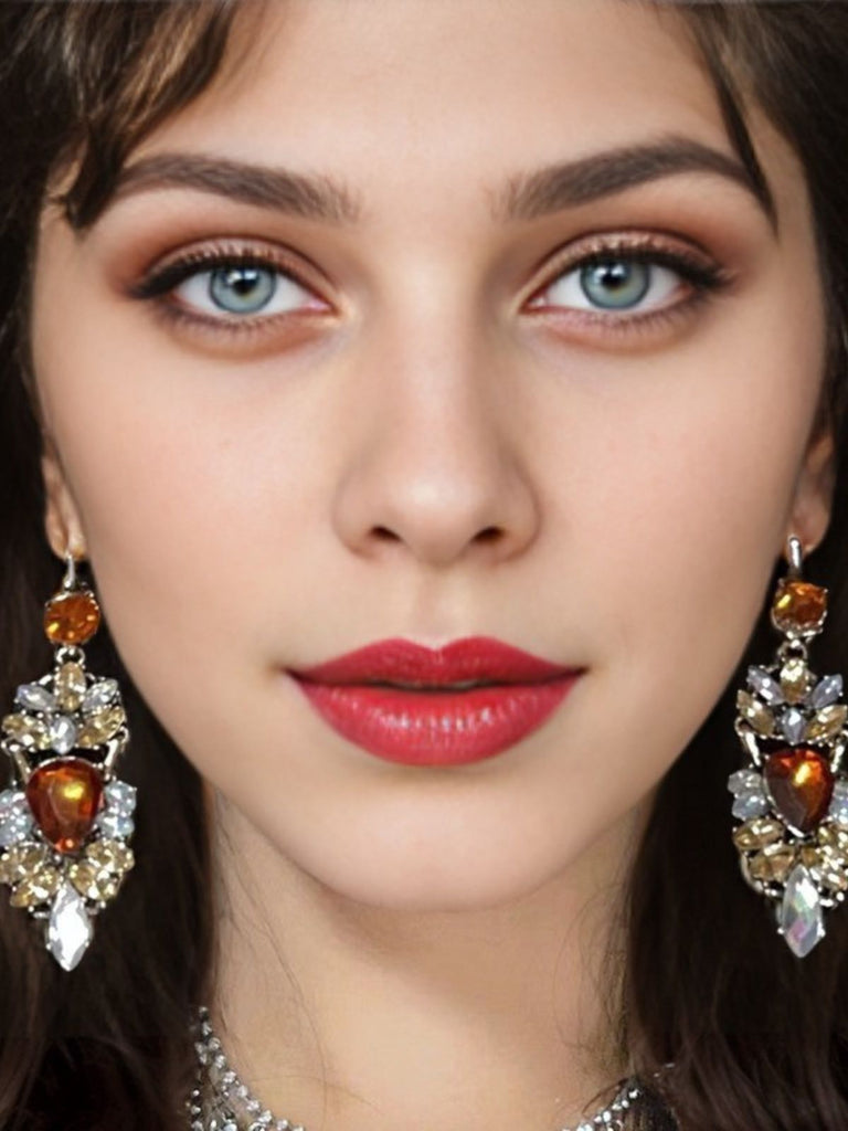 Champagne Alloy Vintage Rhinestone Earrings