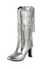 Metallic Pointed-Toe Fringed Disco Ankle Boots