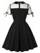 1950s Lapel Mesh Patchwork Swing Dress