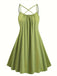 [Plus Size] 2PCS Black 1940s Bat Mesh Outwear & Green Dress