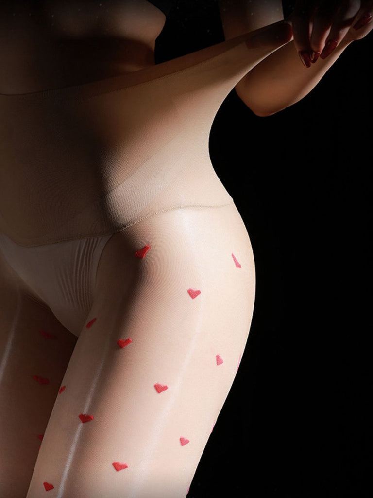 Vintage Heart Dots High-Waisted Pantyhose