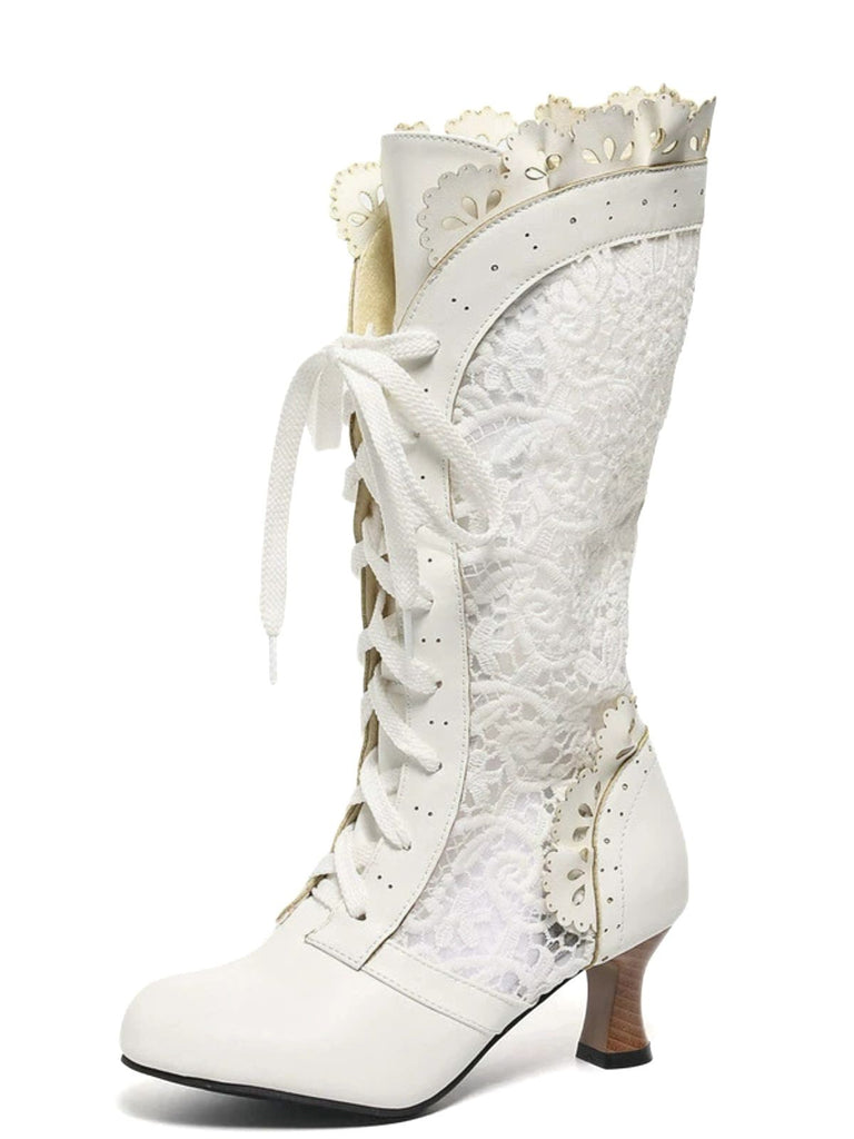 Victorian Style Lace Up Kitten Boots