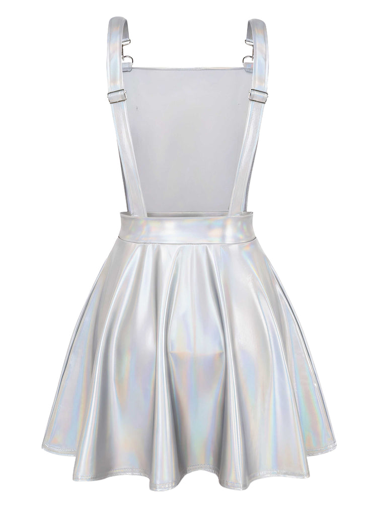 1970s Metallic Holographic Suspender Dress