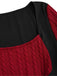 [Plus Size] Wine Red 1950s Colorblock Knit Patchwork Dress