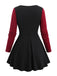 [Plus Size] Wine Red 1950s Colorblock Knit Patchwork Dress