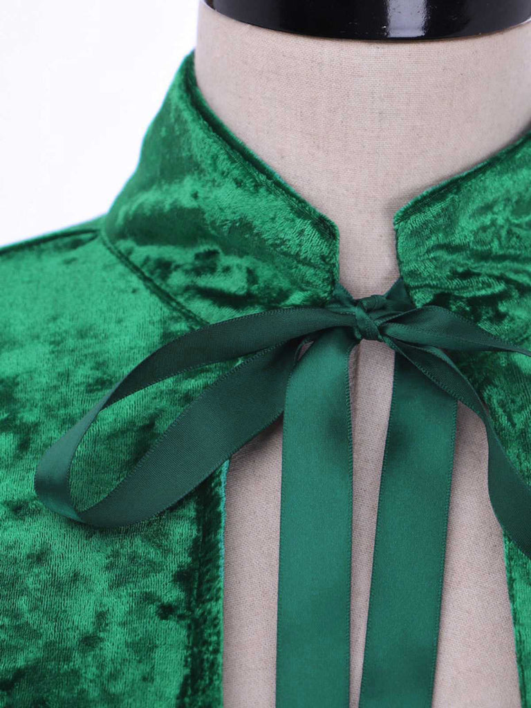 1930s Velvet Medieval Lace-Up Halloween Cape