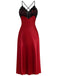 1930s Spaghetti Strap Lace Satin Nightdress