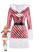 Red 1960s Candy Cane Stripe Hooded Dress & Leg Warmers