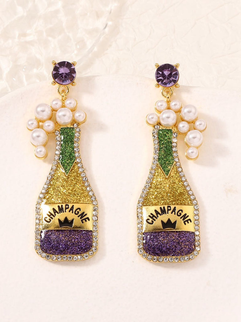 Carnival Champagne Bottle Pearl Earrings