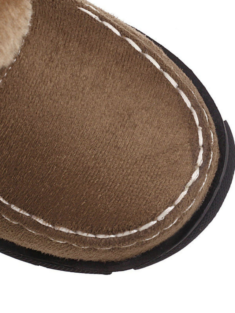 Vintage Faux Fur Pom-Pom Winter Snow Boots