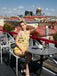 Yellow 1950s Sunflower Halter Romper