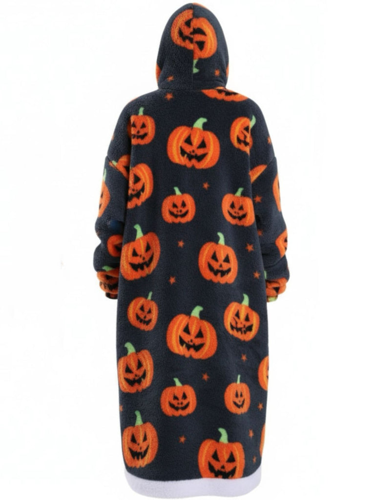 1970s Pumpkin Santas Snowman Blanket Hoodie Lougewear