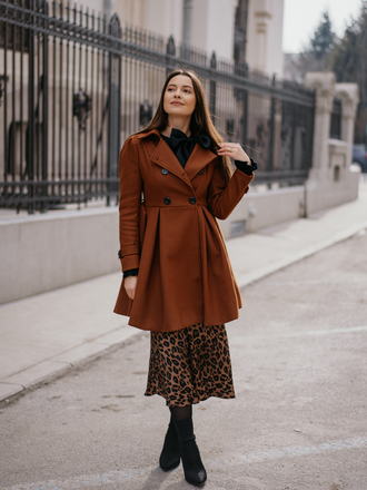 1950s Solid Color Lapel Slim Coat