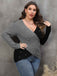 [Plus Size] 1960S V-Neck Cross Sweater With Pearl