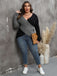 [Plus Size] 1960S V-Neck Cross Sweater With Pearl