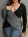 [Plus Size] 1960S V-Neck Cross Sweater With Pearl