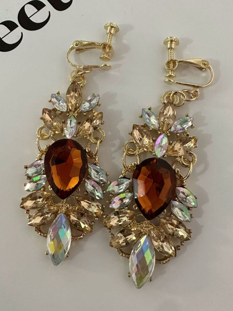 Champagne Alloy Vintage Rhinestone Earrings