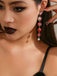 Gothic Blood Pearl Tassel Earrings