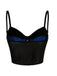 Dark Blue 1980s Punk Lace Patchwork Corset Top