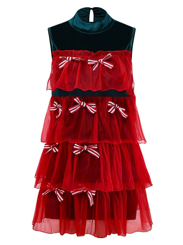 1960s Mesh Bow Christmas Tree Dress