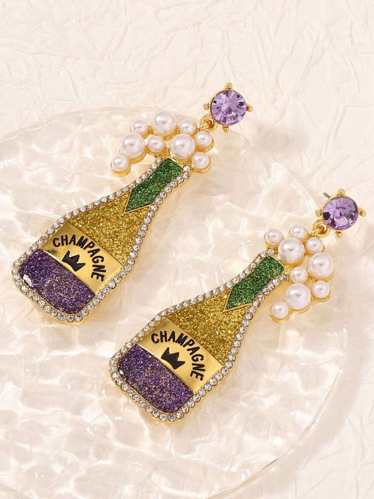 Carnival Champagne Bottle Pearl Earrings