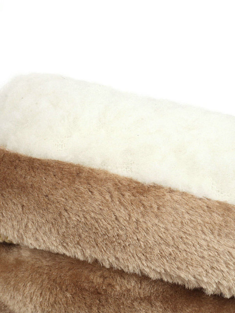 Vintage Faux Fur Pom-Pom Winter Snow Boots