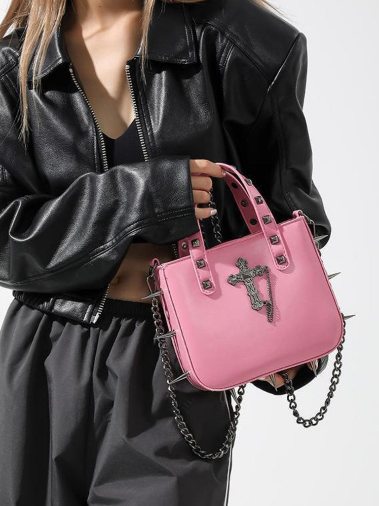 Gothic PU Leather Punk Studded Handbag