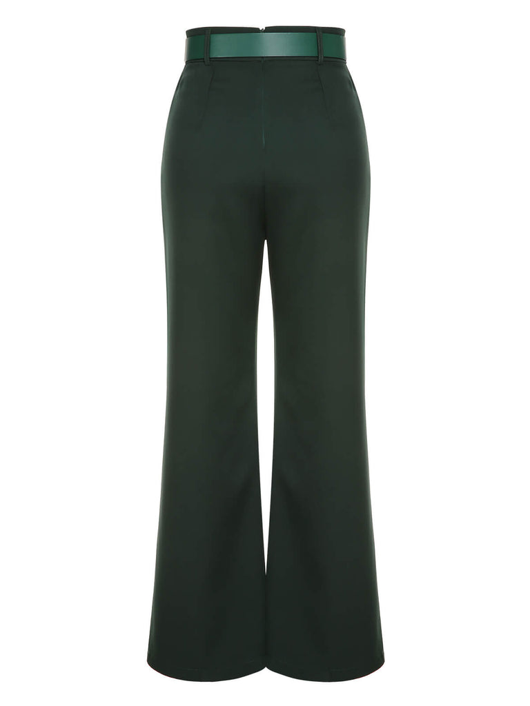 2PCS 1930s Floral Blouse & Green Wideleg Pants — vintage elegance for the modern woman