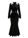 She pairs this 2PCS 1930s Solid Velvet Top & Mermaid Skirt with confidence and 1930s charm
