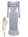 2PCS 1930s Striped Off-Shoulder Top & Fishtail Skirt - vintage skirt, retro style