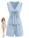 Blue 1940s Vintage Floral Striped Two Piece Set 1