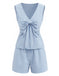 Blue 1940s Vintage Floral Striped Two Piece Set 2