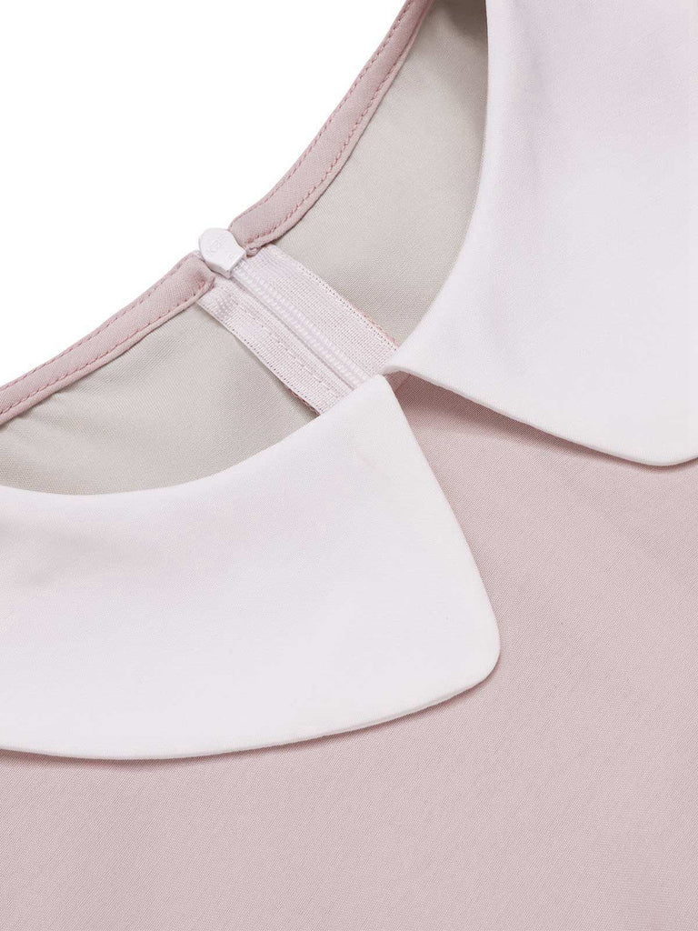 2PCS 1940s Colorblock Pink Blouse & Gray Dress - vintage dress, retro fashion for women