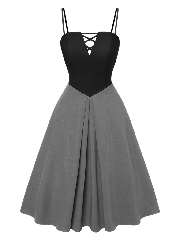 2PCS 1940s Colorblock Pink Blouse & Gray Dress 2PCS 1940s Colorblock Pink Blouse & Gray Dress