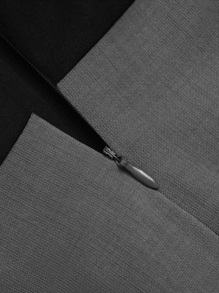 2PCS 1940s Colorblock Pink Blouse & Gray Dress - vintage dress, retro fashion for women