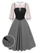 She slips into this 2PCS 1940s Colorblock Pink Blouse & Gray Dress and suddenly it's a 1940s daydream