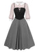 2PCS 1940s Colorblock Pink Blouse & Gray Dress: where 1940s romance meets her modern spirit