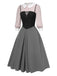 This 2PCS 1940s Colorblock Pink Blouse & Gray Dress wraps her in 1940s elegance, one twirl at a time