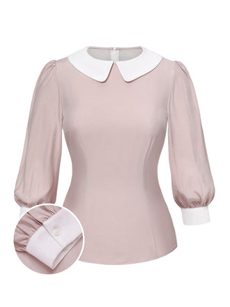 2PCS 1940s Colorblock Pink Blouse & Gray Dress — a 1940s silhouette that turns sidewalks into runways