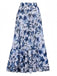 2PCS 1940s Floral Tie-Shoulder Swimsuit Cover-Up - vintage swimsuit, pin-up style
