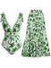 2PCS 1940s Floral Tie-Shoulder Swimsuit Cover-Up - vintage swimsuit, pin-up style