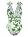 2PCS 1940s Floral Tie-Shoulder Swimsuit Cover-Up - vintage swimsuit, pin-up style