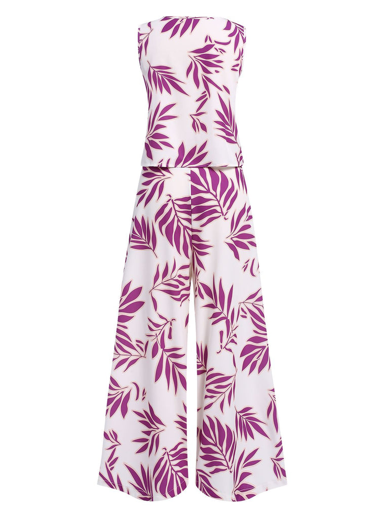 2PCS 1940s Leaves Sleeveless Top & Cropped Pants: a 1940s classic that whispers rather than shouts