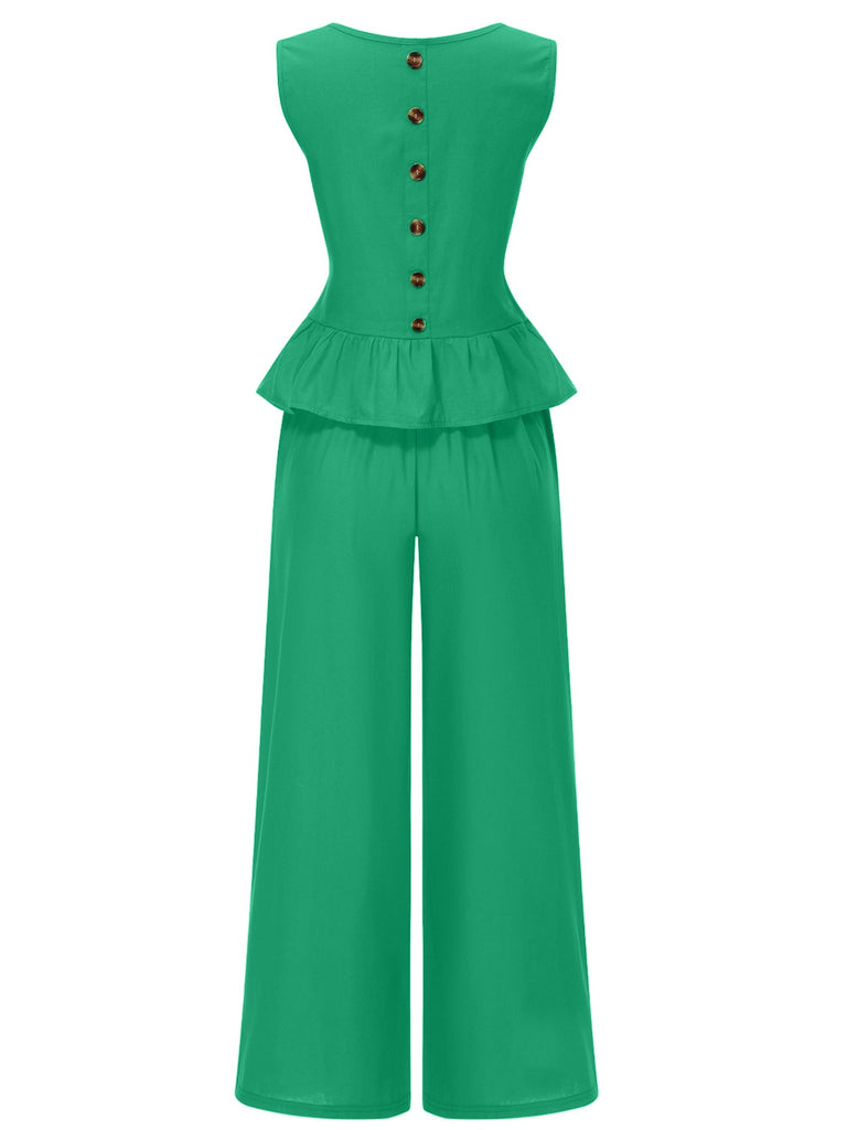2PCS 1940s Solid Ruffle Top | 1940s | vintage blouse, retro top