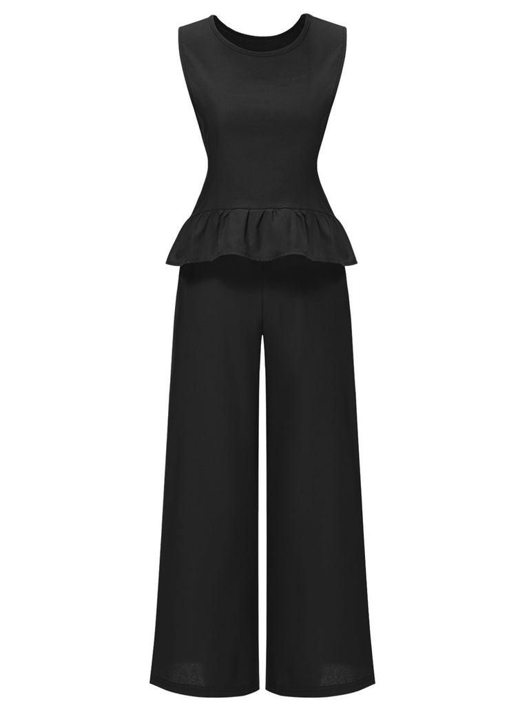 2PCS 1940s Solid Ruffle Top | 1940s | vintage blouse, retro top