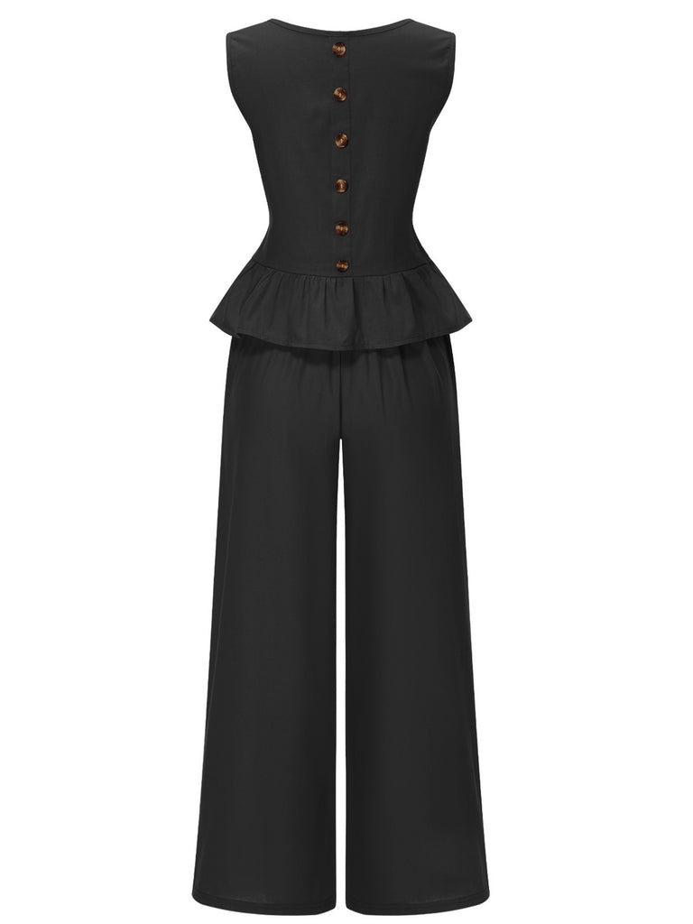 2PCS 1940s Solid Ruffle Top | 1940s | vintage blouse, retro top