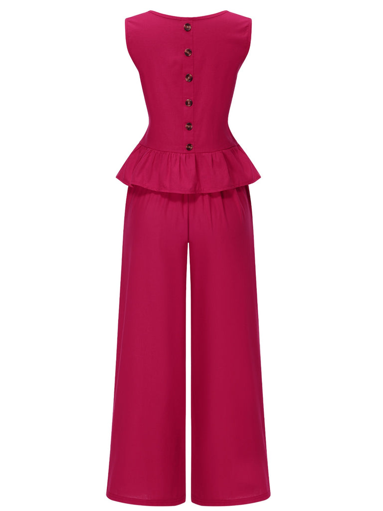 2PCS 1940s Solid Ruffle Top | 1940s | vintage blouse, retro top