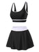 2PCS 1940s Square Neck Side Slit Colorblock Skirt Swimsuit, vintage skirt, retro style - perfect for women who love vintage and retro fashion